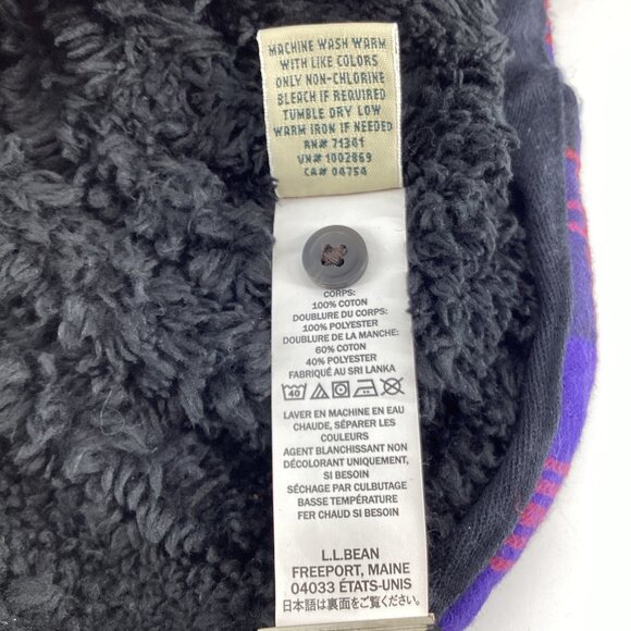 LL Bean Women’s Scotch Plaid Flannel Sherpa Lined Shirt Jacket Purple Black 2X - Picture 11 of 13
